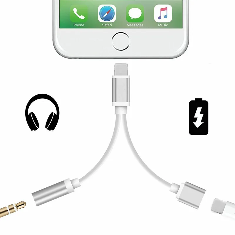 iphone lightning soketi için kulaklık şarj dönüştürücü