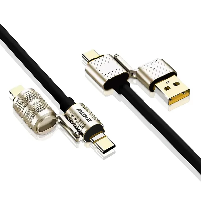 codegen-cdg-cnv89-hizli-sarj-kablosu-siyah-1 Codegen 240W 4 in 1 USB C - Lightning PD Quickcharge 2 mt Telefon Tablet Notebook Silikon Metal Hızlı Şarj Kablosu Siyah CDG-CNV89 - Görsel 1