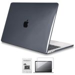 Apple 13" Macbook Pro A2338 M1 Kristal Siyah Kılıf Koruyucu + Ekran Filmi