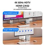 Codegen Mac Mini M4/M4 Pro 9 in 1 Type-C HDMI NVME SSD Alüminyum Çevirici Stand Docking Station CDG-NSC301 - Görsel 3